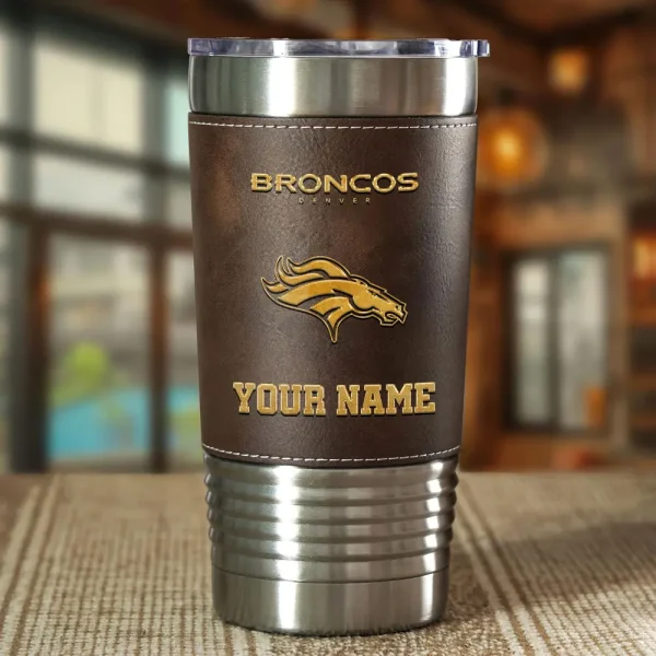 Denver Broncos Leather Tumbler Sport Gift For Fans SPTLEATHERTUM010 - Image 3