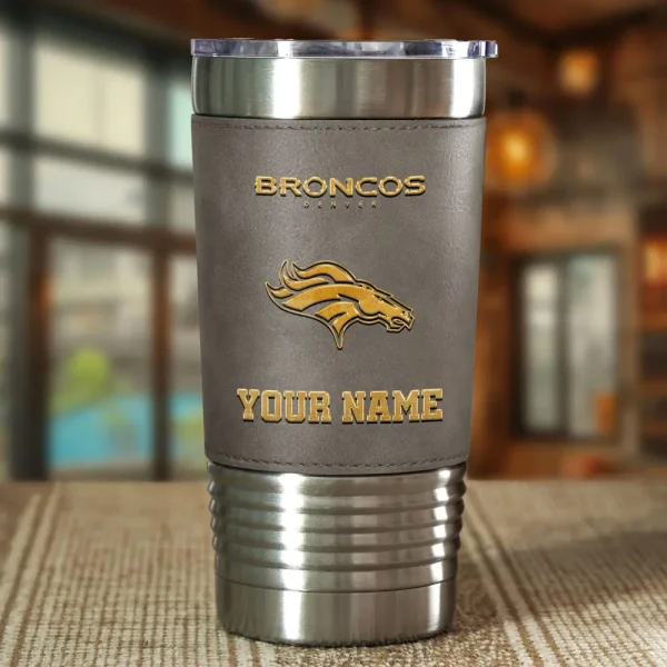 Denver Broncos Leather Tumbler Sport Gift For Fans SPTLEATHERTUM010 - Image 5