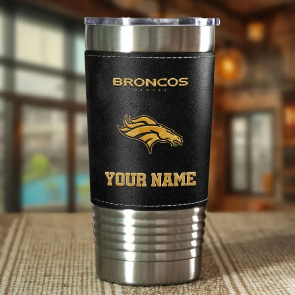 Denver Broncos Leather Tumbler Sport Gift For Fans SPTLEATHERTUM010 - Image 2