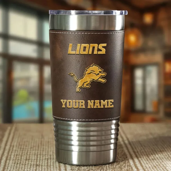 Detroit Lions Leather Tumbler Sport Gift For Fans SPTLEATHERTUM011 - Image 2