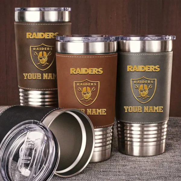 Las Vegas Raiders Leather Tumbler Sport Gift For Fans SPTLEATHERTUM017