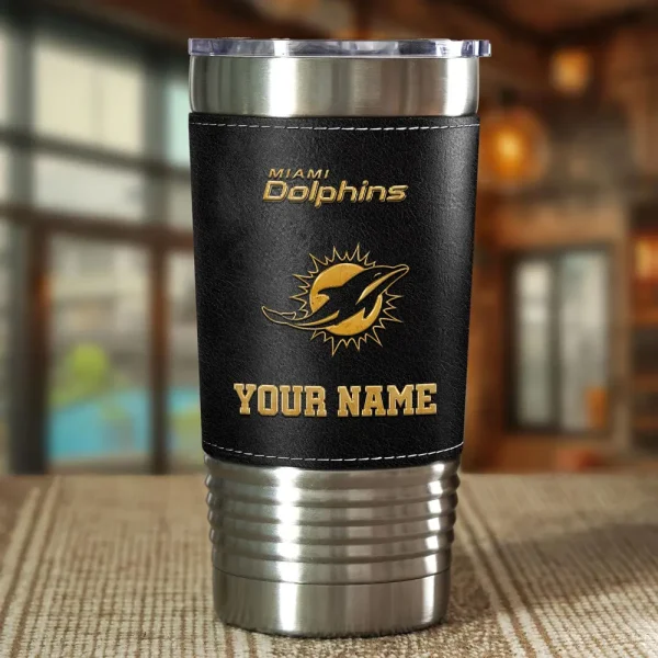 Miami Dolphins Leather Tumbler Sport Gift For Fans SPTLEATHERTUM020 - Image 5