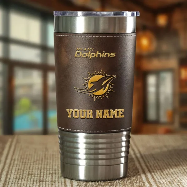 Miami Dolphins Leather Tumbler Sport Gift For Fans SPTLEATHERTUM020 - Image 6