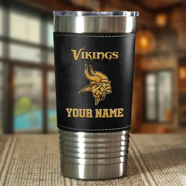 Minnesota Vikings Leather Tumbler Sport Gift For Fans SPTLEATHERTUM021 - Image 2