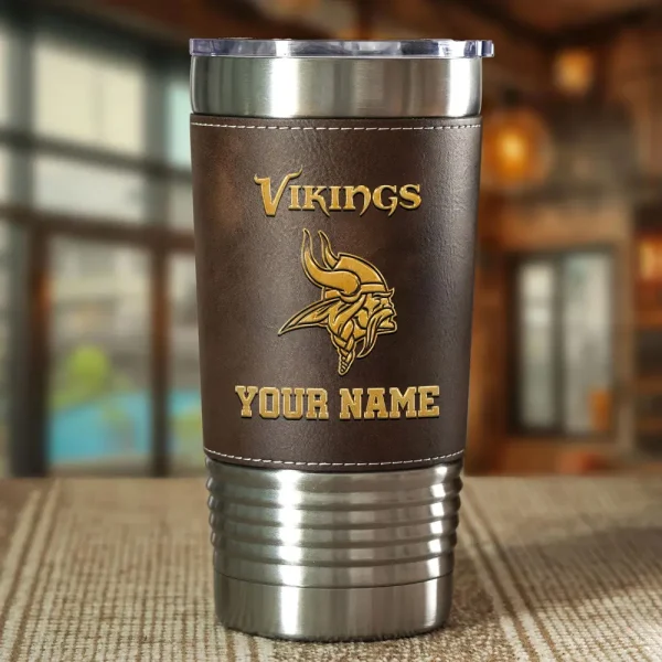 Minnesota Vikings Leather Tumbler Sport Gift For Fans SPTLEATHERTUM021 - Image 3