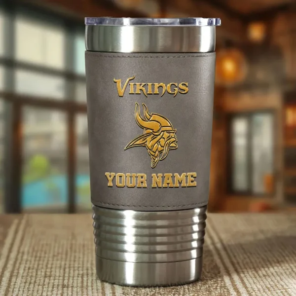 Minnesota Vikings Leather Tumbler Sport Gift For Fans SPTLEATHERTUM021 - Image 5