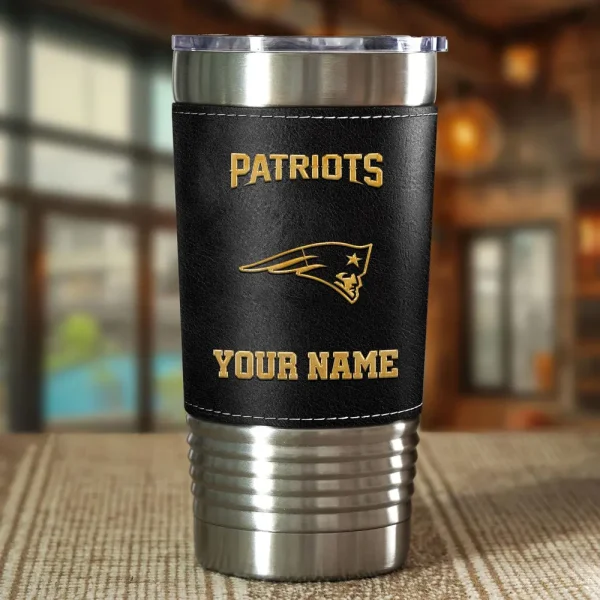 New England Patriots Leather Tumbler Sport Gift For Fans SPTLEATHERTUM022 - Image 2