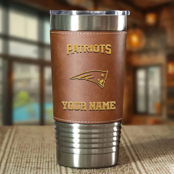New England Patriots Leather Tumbler Sport Gift For Fans SPTLEATHERTUM022 - Image 3
