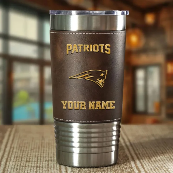 New England Patriots Leather Tumbler Sport Gift For Fans SPTLEATHERTUM022 - Image 5
