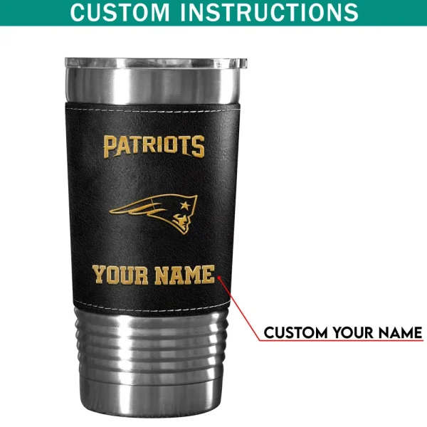 New England Patriots Leather Tumbler Sport Gift For Fans SPTLEATHERTUM022 - Image 7