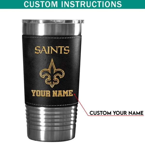 New Orleans Saints Leather Tumbler Sport Gift For Fans SPTLEATHERTUM023 - Image 7
