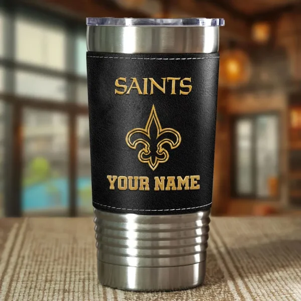 New Orleans Saints Leather Tumbler Sport Gift For Fans SPTLEATHERTUM023 - Image 2