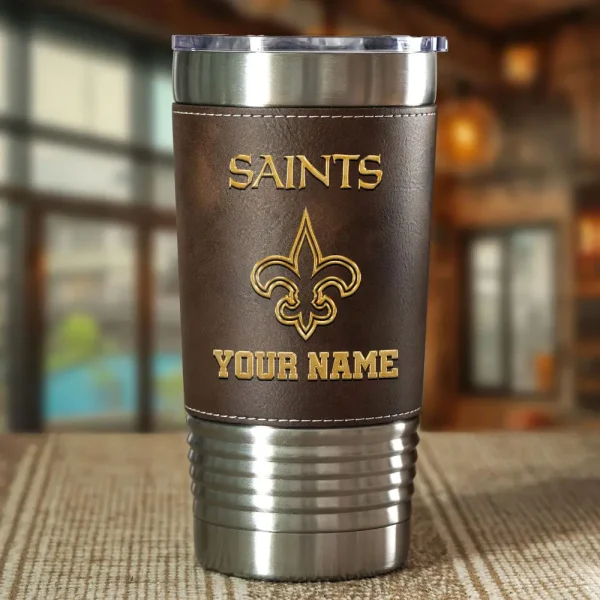 New Orleans Saints Leather Tumbler Sport Gift For Fans SPTLEATHERTUM023 - Image 5