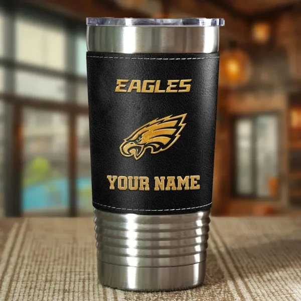 Philadelphia Eagles Leather Tumbler Sport Gift For Fans SPTLEATHERTUM026 - Image 2