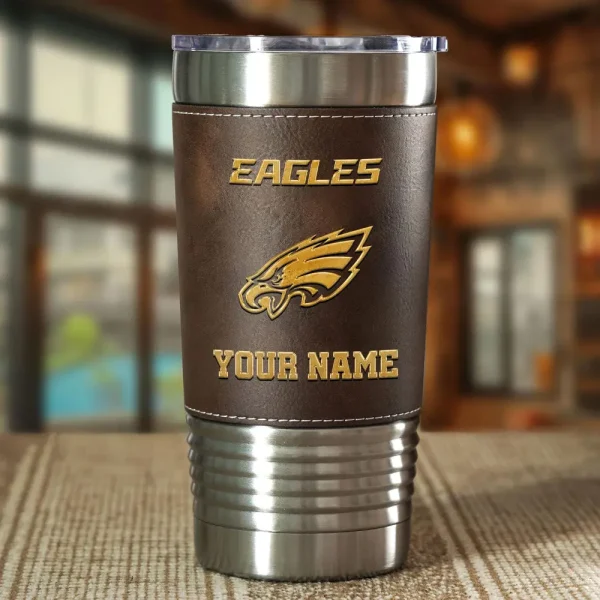 Philadelphia Eagles Leather Tumbler Sport Gift For Fans SPTLEATHERTUM026 - Image 3