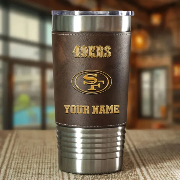San Francisco 49ers Leather Tumbler Sport Gift For Fans SPTLEATHERTUM028 - Image 3