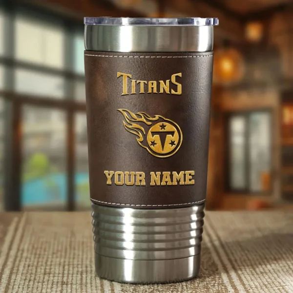 Tennessee Titans Leather Tumbler Sport Gift For Fans SPTLEATHERTUM031 - Image 3