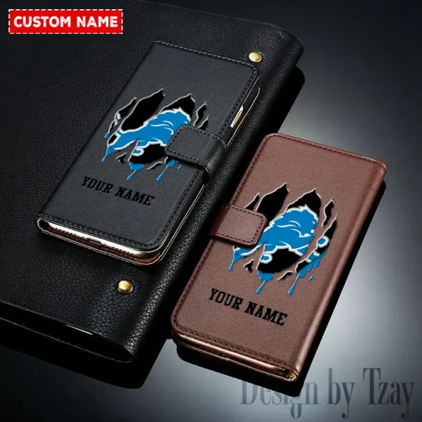 Detroit Lions Leather Wallet Phone Case SPTLWPC043