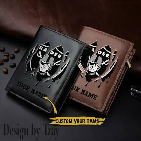 Las Vegas Raiders Leather Vertical Men Wallet Gifts For Fans SPTLVW899