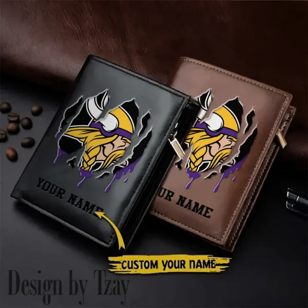 Minnesota Vikings Leather Vertical Men Wallet Gifts For Fans SPTLVW903