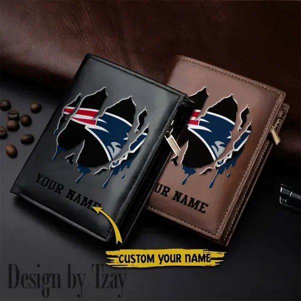 New England Patriots Leather Vertical Men Wallet Gifts For Fans SPTLVW904