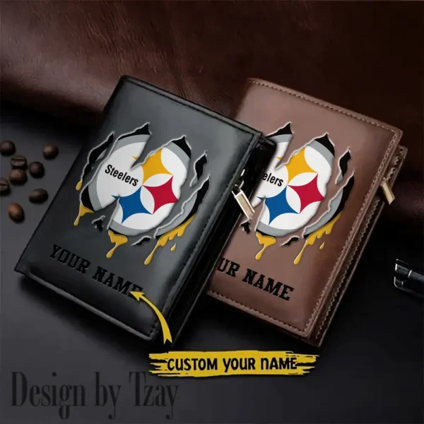 Pittsburgh Steelers Leather Vertical Men Wallet Gifts For Fans SPTLVW909