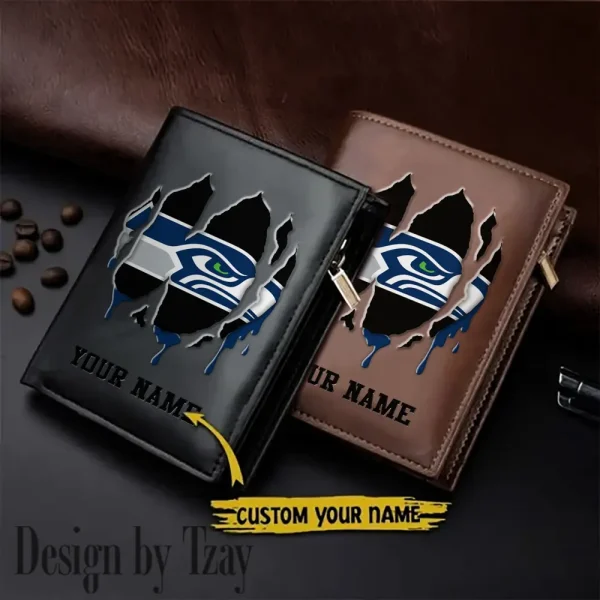 Seattle Seahawks Leather Vertical Men Wallet Gifts For Fans SPTLVW911