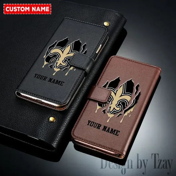 New Orleans Saints Leather Wallet Phone Case SPTLWPC055