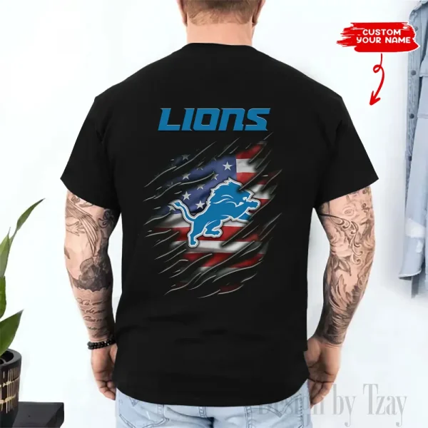 Detroit Lions Men's 2D Printed T-shirt Fashion O-neck 2025 AZTS1450 - Image 2
