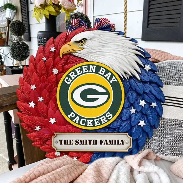 Green Bay Packers Wood Sign For Home Custom Name Gift For Fan SPTWOODSIGN001 - Image 2