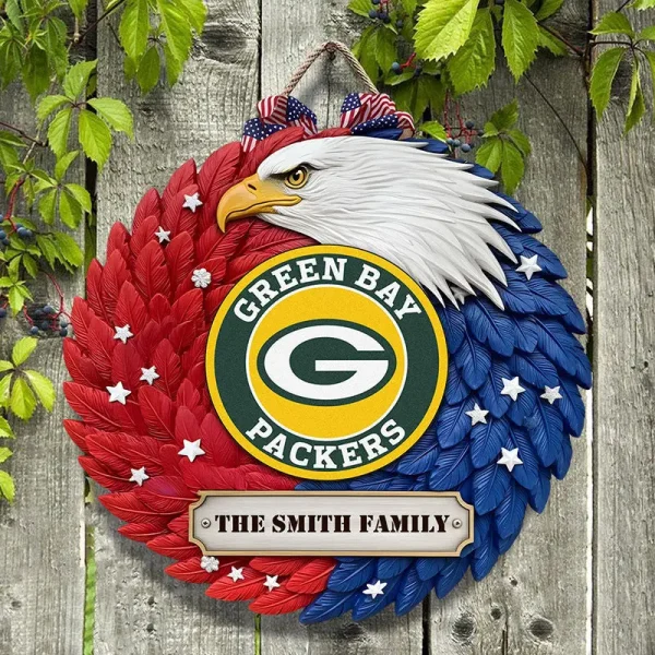 Green Bay Packers Wood Sign For Home Custom Name Gift For Fan SPTWOODSIGN001 - Image 3