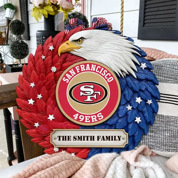 San Francisco 49ers Wood Sign For Home Custom Name Gift For Fan SPTWOODSIGN002 - Image 2