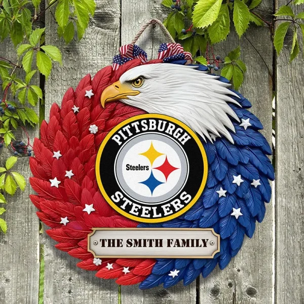 Pittsburgh Steelers Wood Sign For Home Custom Name Gift For Fan SPTWOODSIGN003 - Image 2