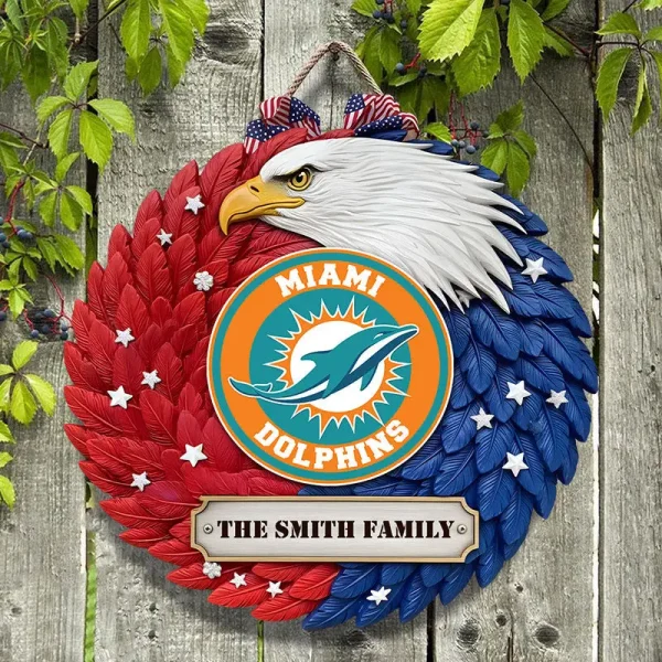 Miami Dolphins Wood Sign For Home Custom Name Gift For Fan SPTWOODSIGN004 - Image 2