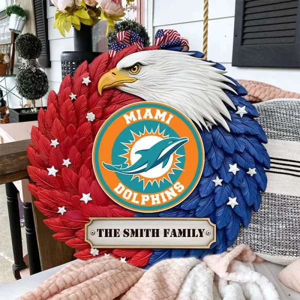 Miami Dolphins Wood Sign For Home Custom Name Gift For Fan SPTWOODSIGN004 - Image 3