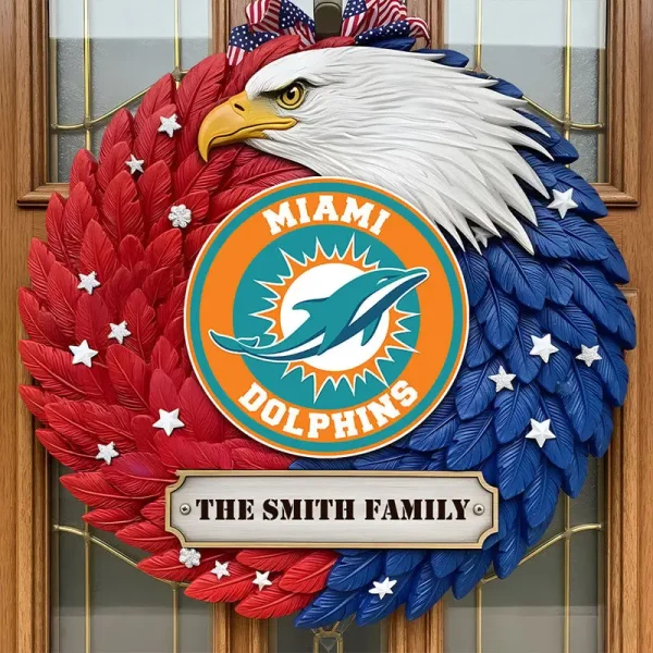 Miami Dolphins Wood Sign For Home Custom Name Gift For Fan SPTWOODSIGN004