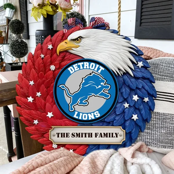 Detroit Lions Wood Sign For Home Custom Name Gift For Fan SPTWOODSIGN016 - Image 2