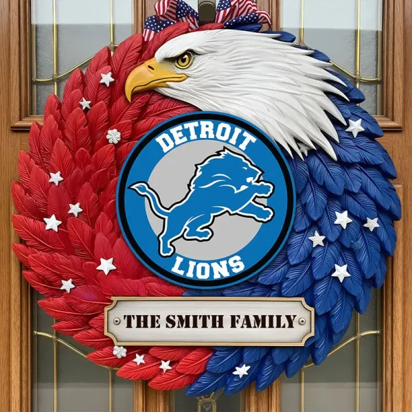 Detroit Lions Wood Sign For Home Custom Name Gift For Fan SPTWOODSIGN016