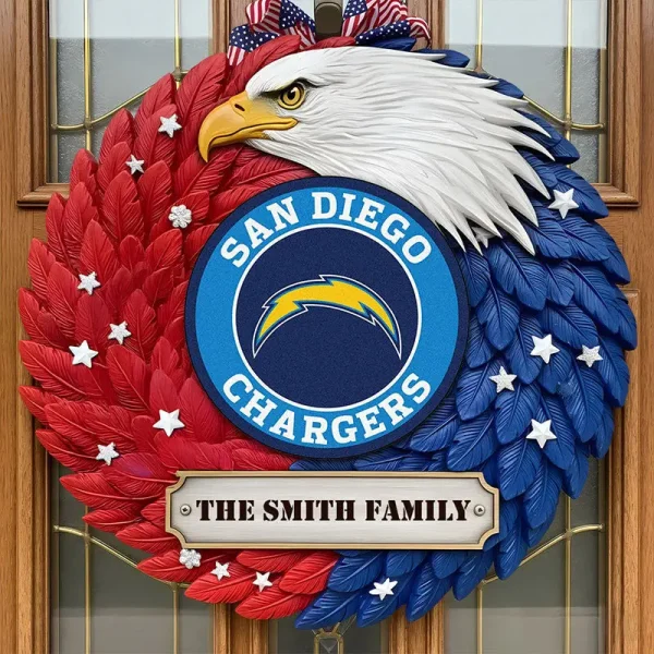 Los Angeles Chargers Wood Sign For Home Custom Name Gift For Fan SPTWOODSIGN019