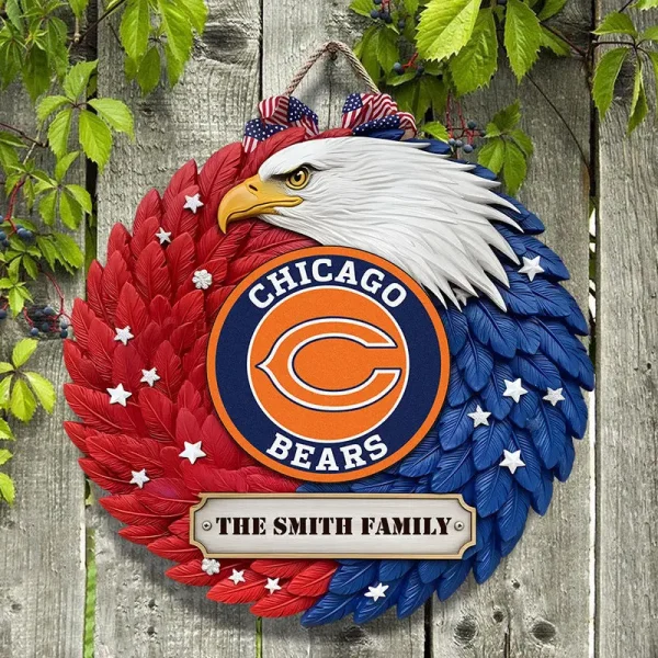 Chicago Bears Wood Sign For Home Custom Name Gift For Fan SPTWOODSIGN021 - Image 2