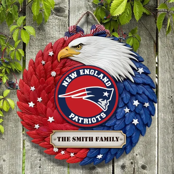 New England Patriots Wood Sign For Home Custom Name Gift For Fan SPTWOODSIGN024 - Image 2