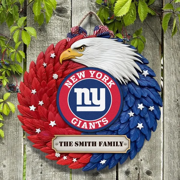 New York Giants Wood Sign For Home Custom Name Gift For Fan SPTWOODSIGN028 - Image 2