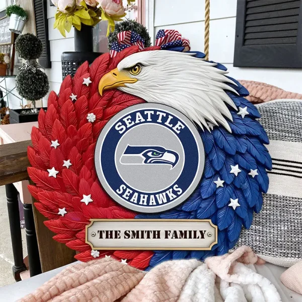 Seattle Seahawks Wood Sign For Home Custom Name Gift For Fan SPTWOODSIGN031 - Image 2