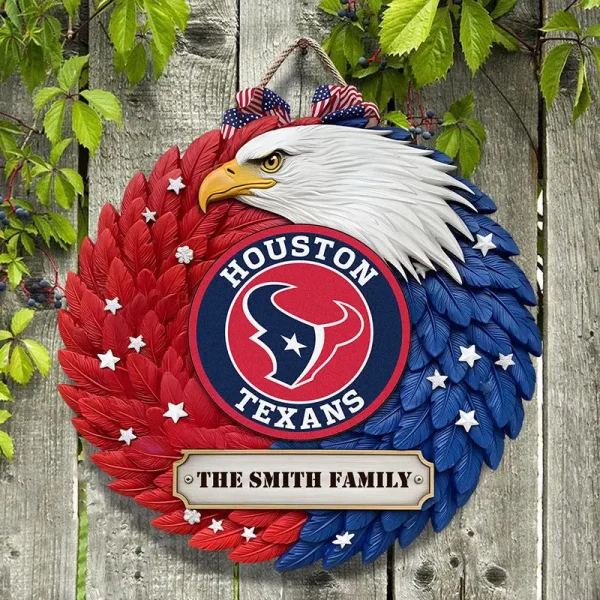 Houston Texans Wood Sign For Home Custom Name Gift For Fan SPTWOODSIGN032 - Image 3