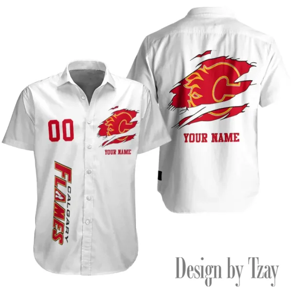 Calgary Flames NHL Button Shirt Summer Holiday Gift For Sports Enthusiast AZCBS238