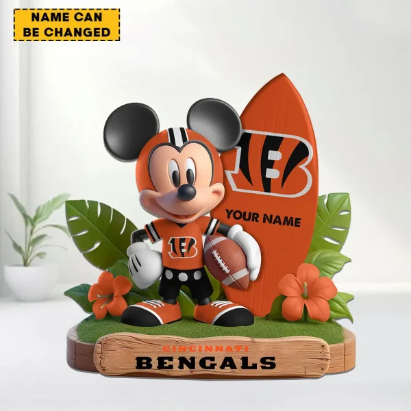 Cincinnati Bengals Football Team US Cartoon Mouse Surfing Acrylic Block SPTFTAB073 - Image 2
