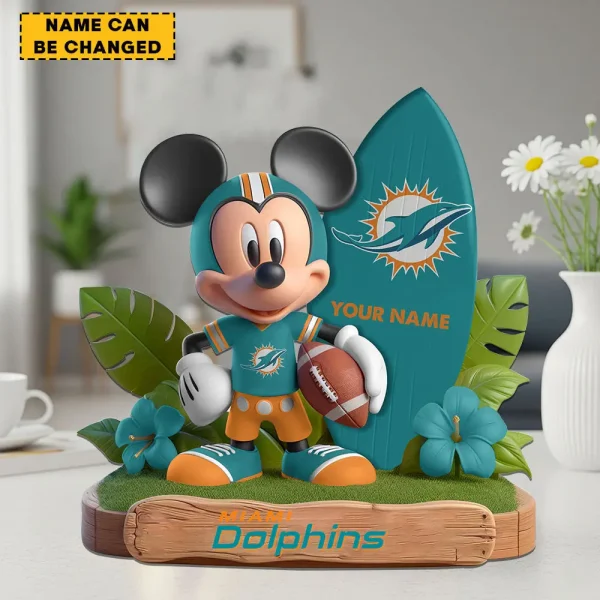 Miami Dolphins Football Team US Cartoon Mouse Surfing Acrylic Block SPTFTAB074