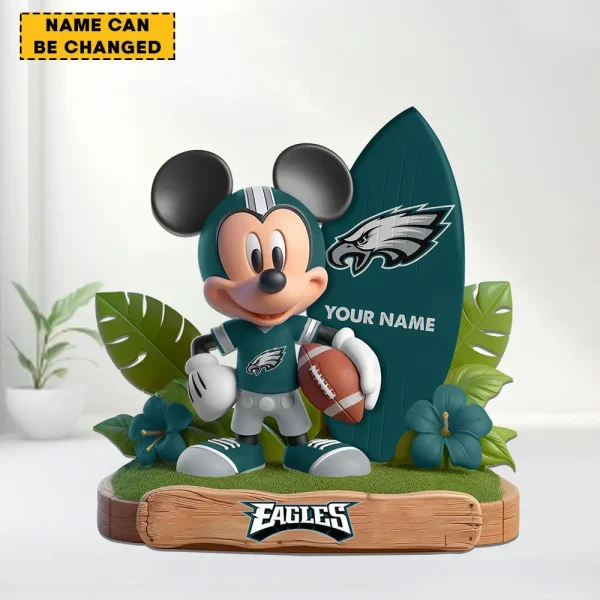 Philadelphia Eagles Football Team US Cartoon Mouse Surfing Acrylic Block SPTFTAB077 - Image 2