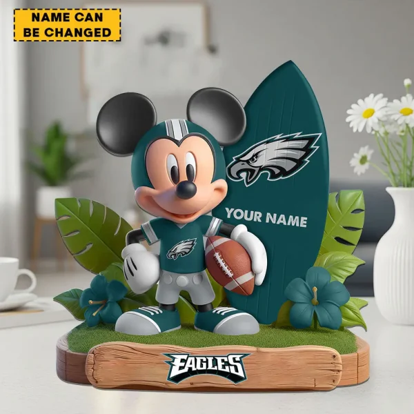 Philadelphia Eagles Football Team US Cartoon Mouse Surfing Acrylic Block SPTFTAB077