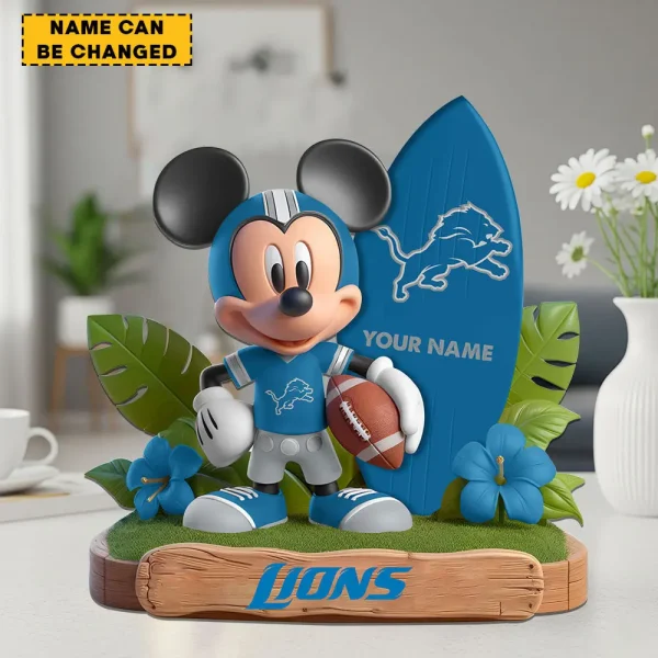 Detroit Lions Football Team US Cartoon Mouse Surfing Acrylic Block SPTFTAB079